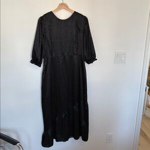 Park & Fifth Black Polka Dot Long Sleeve Midi Dress